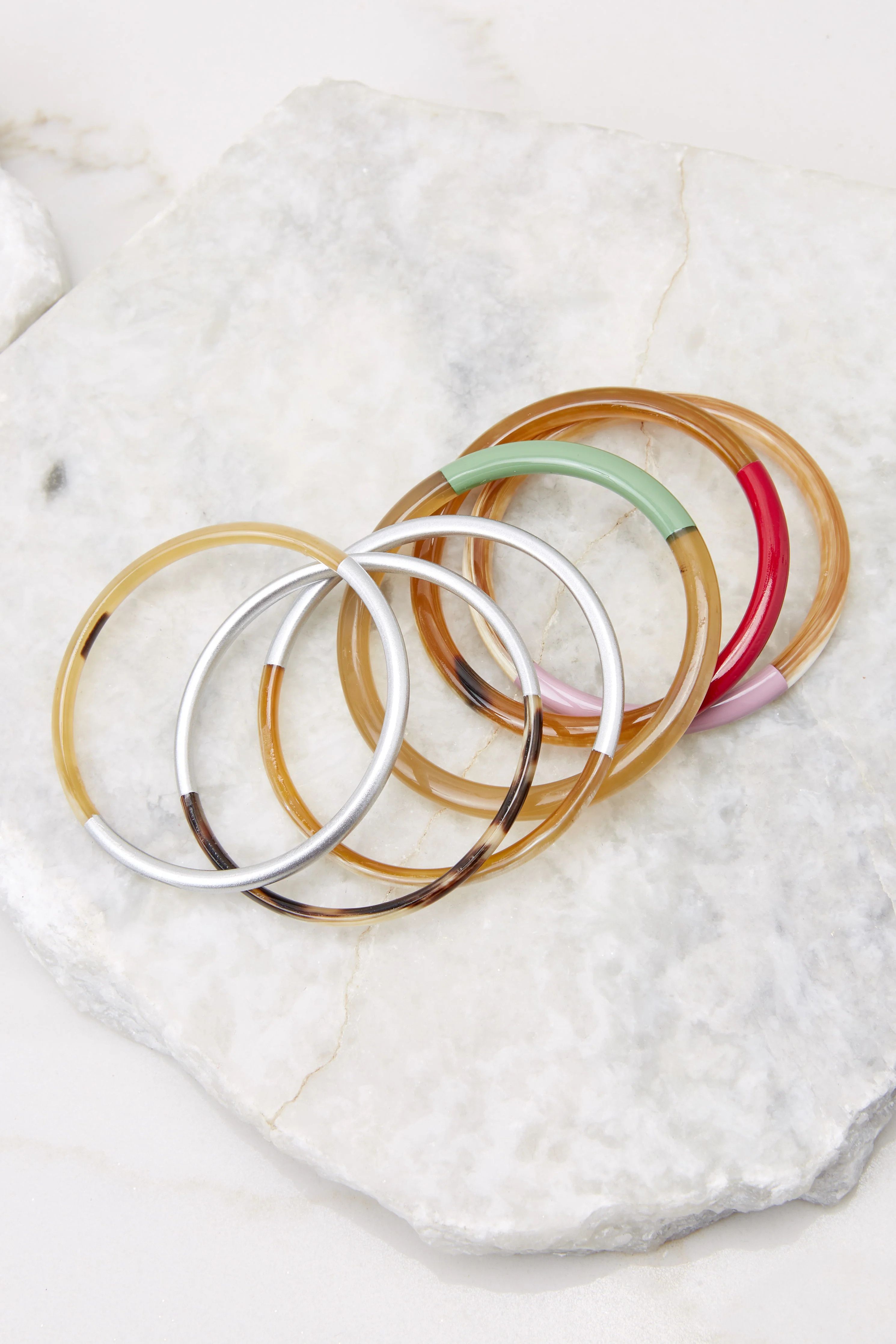 Wake Up Call Multi Bangle Set | Red Dress 