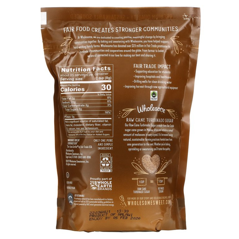 Wholesome! Cane Sugar, Turbinado, Raw, 1.5 Lbs. | Walmart (US)