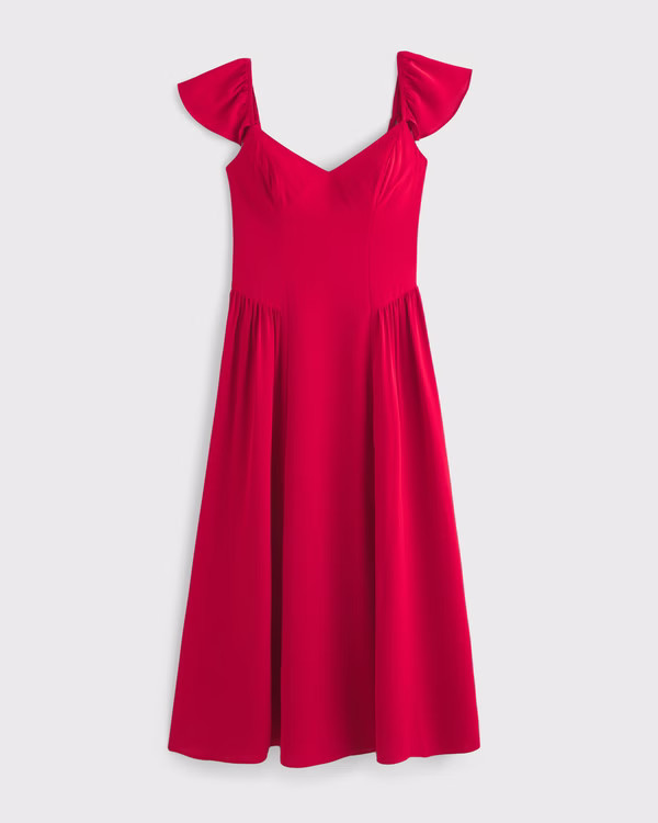 Women's Flutter Sleeve Midi Dress | Women's Dresses & Jumpsuits | Abercrombie.com | Abercrombie & Fitch (US)
