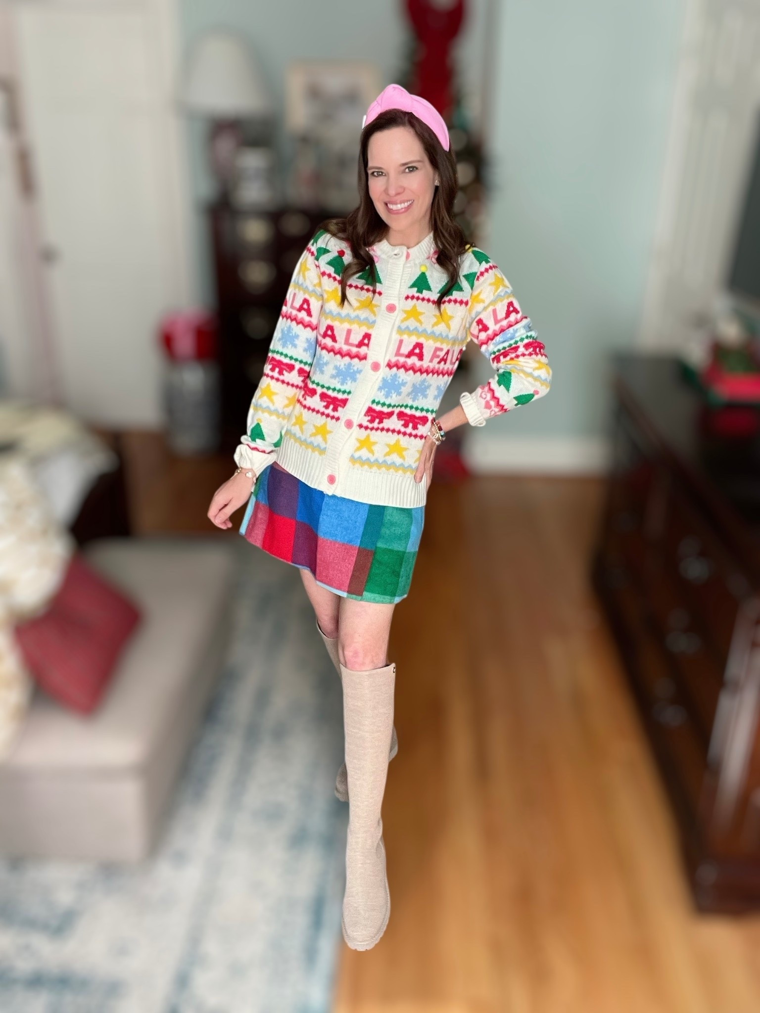 ✨ Fa-La-La Holiday Outfit + BaubleBar $10 Bracelet Stack ✨



Holiday happy wrapped into one outfit! 🎄💖 This colorful FA-LA-LA cardigan, rainbow patchwork skirt, and cozy knee-high boots make the cutest festive look — and my BaubleBar $10 stacking bracelets are the perfect finishing touch. Their biggest event of the year is live and so many of the exact bracelets I’m wearing are just $10 right now!

I linked every piece you see here, including the semi-precious beaded bracelet, the gold bead bracelet, the crystal tennis bracelet, and the white beaded cross bracelet. They layer SO beautifully and make adorable stocking stuffers, teacher gifts, or mommy-and-me sets. ✨🎁

Such a fun, colorful outfit for Christmas parties, holiday brunches, school events, or a cheerful everyday December look!

fa la la cardigan • holiday sweater • colorful Christmas outfit • knee high boots • baublebar bracelet stack • $10 bracelets • stocking stuffer gifts • festive outfit idea 🎄💖

#LTKCyberWeek #LTKHoliday #LTKGiftGuide