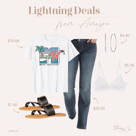 Lightning deals from Amazon include this vintage graphic tee, jeans, sandals, hoop earrings, and a bralette. Act fast - these lightning deals won’t last!

Ootd, summer outfit, spring outfit 

#LTKsalealert #LTKshoecrush #LTKfindsunder50