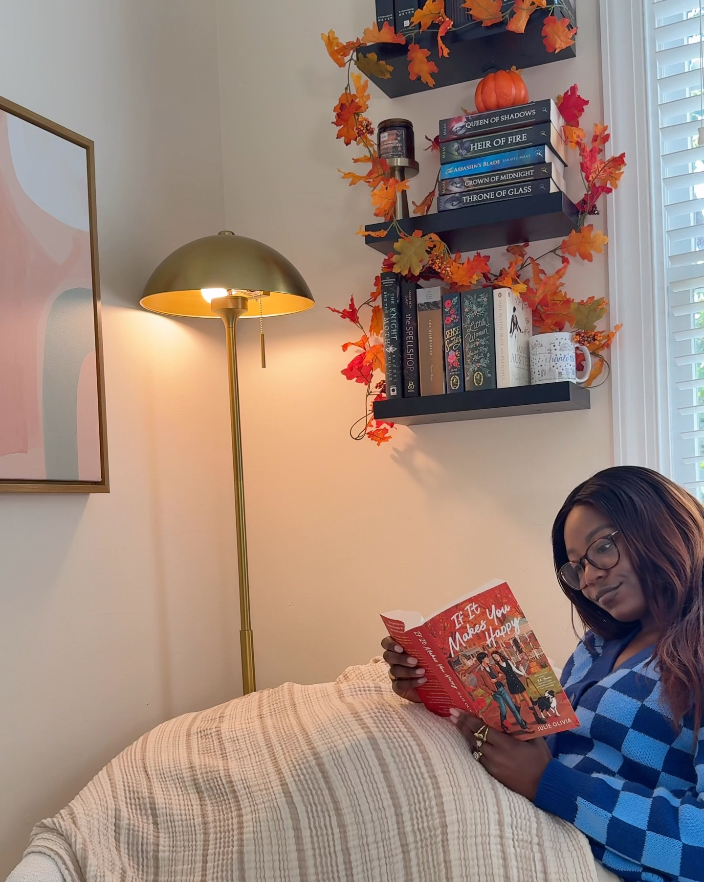 My cozy reading nook decorated for fall with finds under $100! My swivel barrel chair is the best price I’ve found for the size and it’s super comfortable 🙌🏾 

#LTKHome
