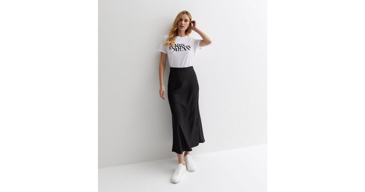 Black Satin Bias Cut Midi Skirt
						
						Add to Saved Items
						Remove from Saved Items | New Look (UK)