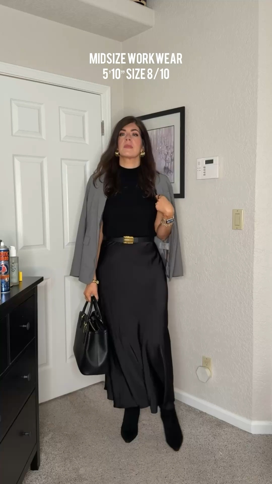 Work outfit of the day Sweater tank- medium Blazer/medium Maxi satin skirt-medium

Midsize workwear, office outfit, business causal, women workwear, skirt, office attire 

#LTKOver40 #LTKMidsize #LTKWorkwear