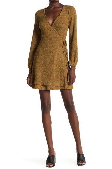 Velvet Torch | Long Sleeve Ribbed Knit Wrap Dress | Nordstrom Rack | Nordstrom Rack