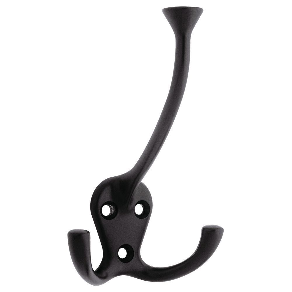 Liberty 4-1/3 in. Black Flared Triple Wall Hook, Flat Black | The Home Depot