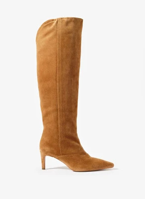 Olivia Tan Suede Knee High Boots | Mint Velvet