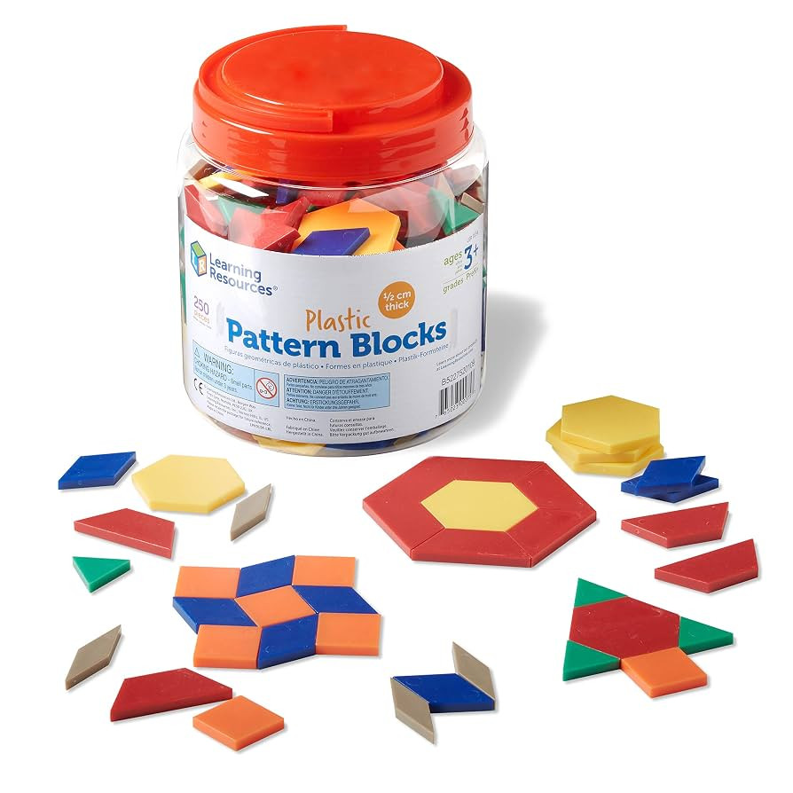 Learning Resources Plastic Pattern Blocks - Set of 250, Ages 3+, Shape Games for Preschoolers, Ho... | Amazon (US)