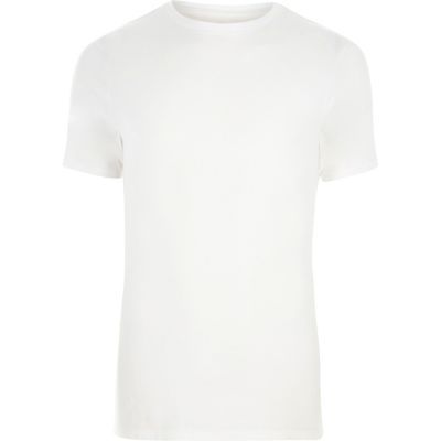 White muscle fit short sleeve T-shirt | River Island (US)