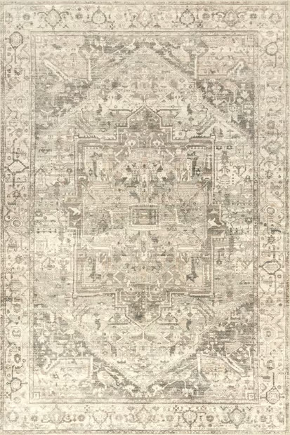 Gray Atrium Medallion Washable Area Rug | Rugs USA