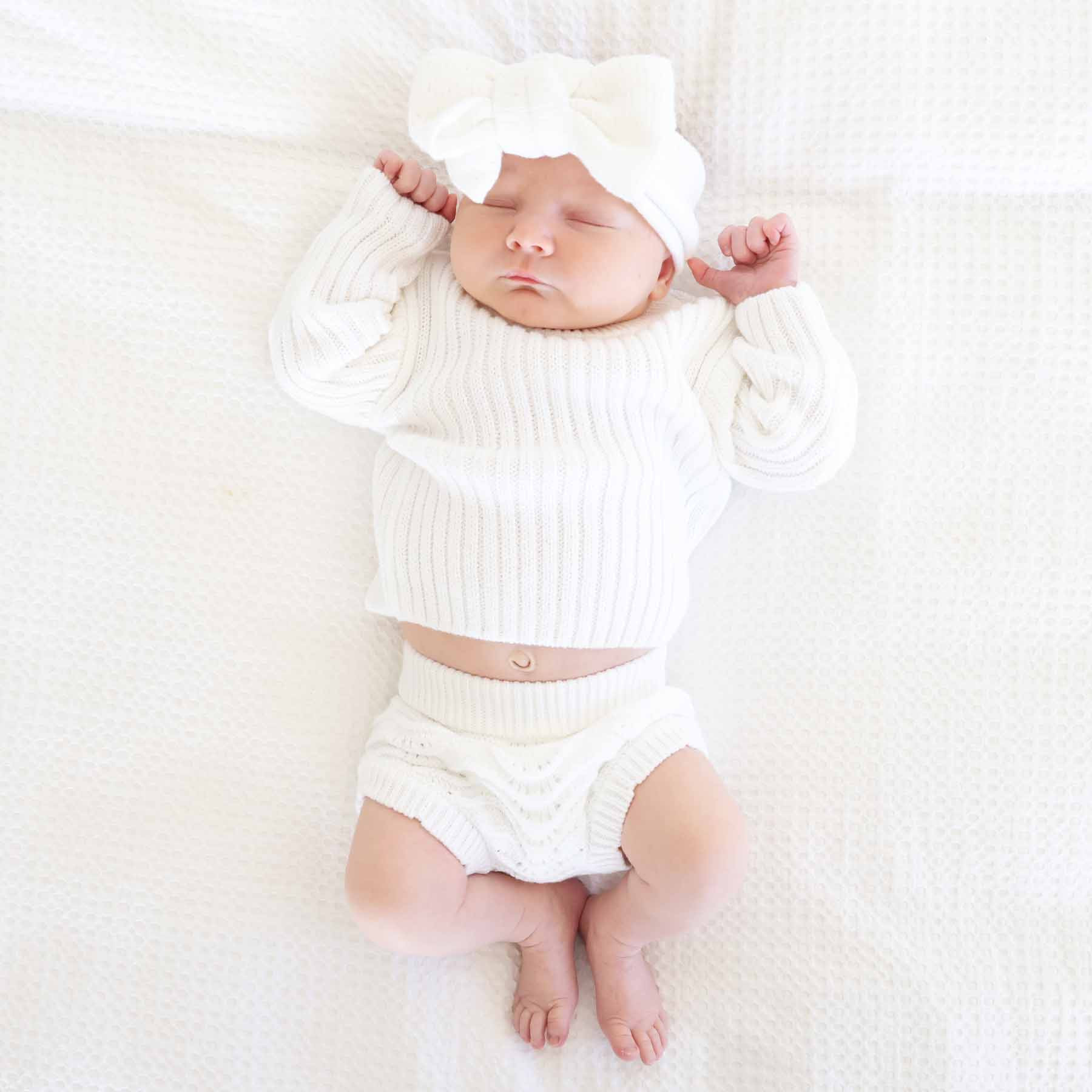 Knit Sweater & Lace Bloomer Set | Dove | Caden Lane