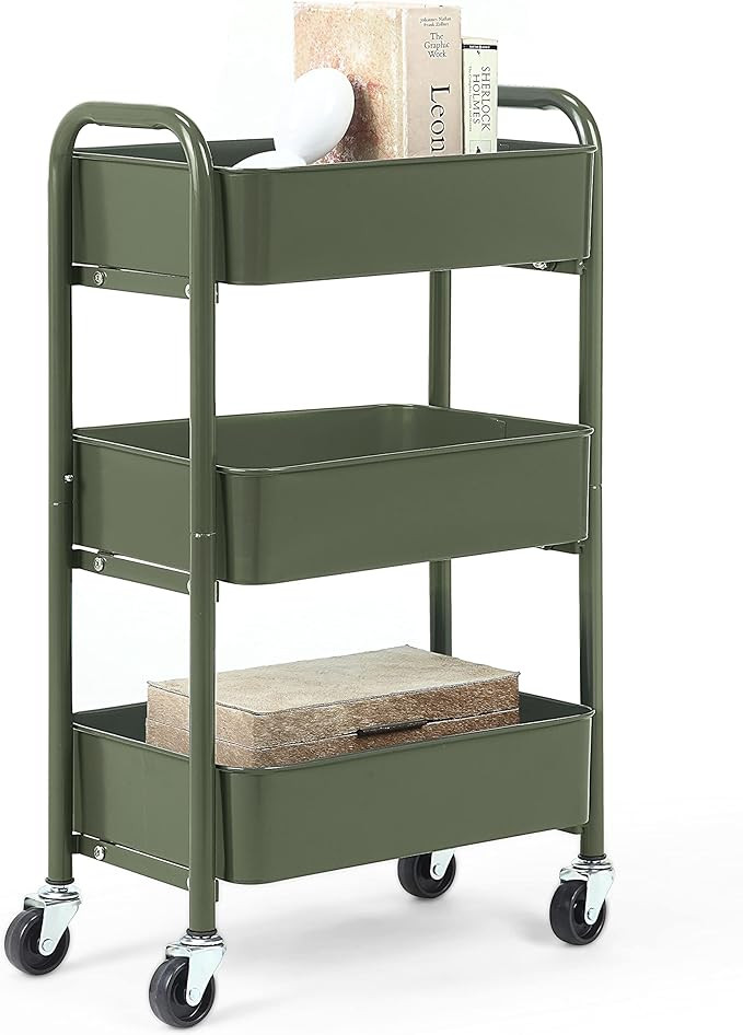 SunnyPoint 3-Tier Delicate Compact Rolling Metal Storage Organizer - Mobile Utility Cart Kitchen/... | Amazon (US)