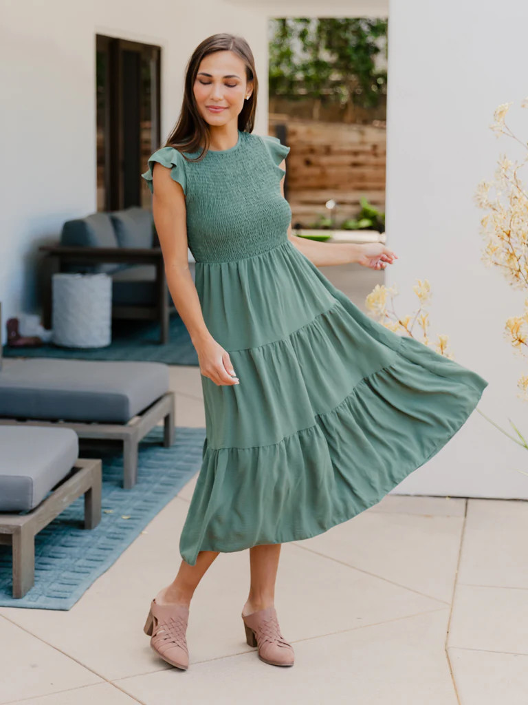 The Nicky Dress - Sage | Tickled Teal LLC