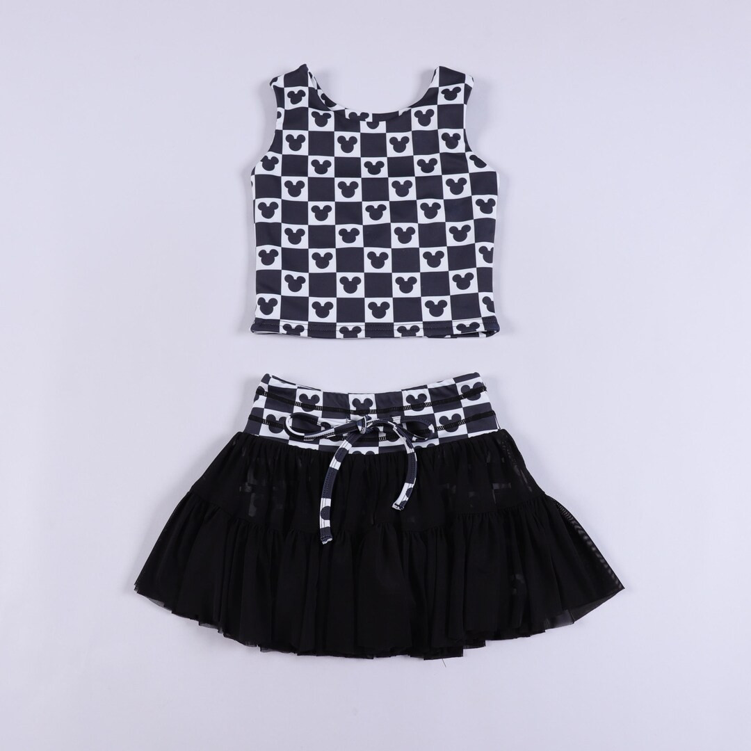 Magical Mouse Checkered Twirl Girls Tutu Skort Activewear Set | Magical Girls Activewear - Etsy | Etsy (US)