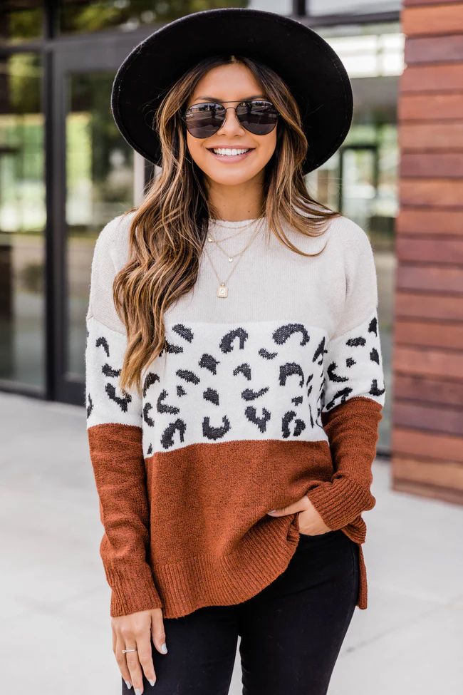 Neverending Joy Rust Animal Print Sweater | The Pink Lily Boutique