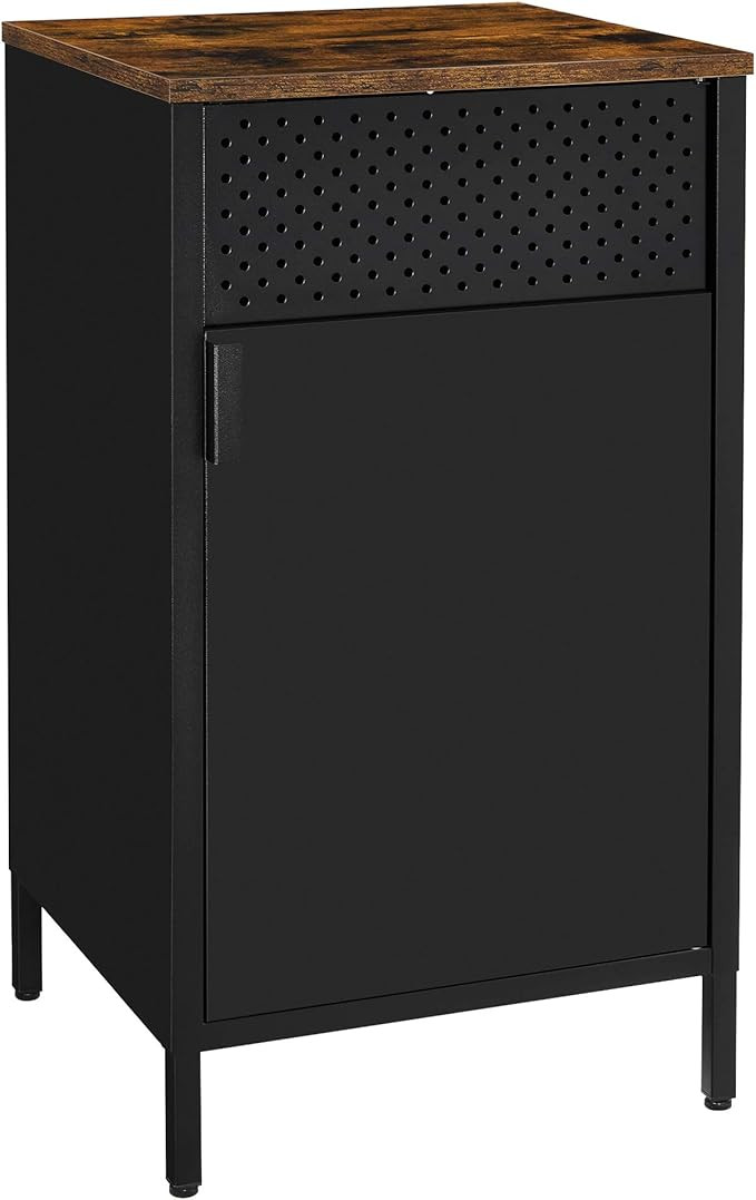 SONGMICS Nightstand, Storage Cabinet with Door, End Table with Steel Frame, Adjustable Shelf, for Li | Amazon (US)