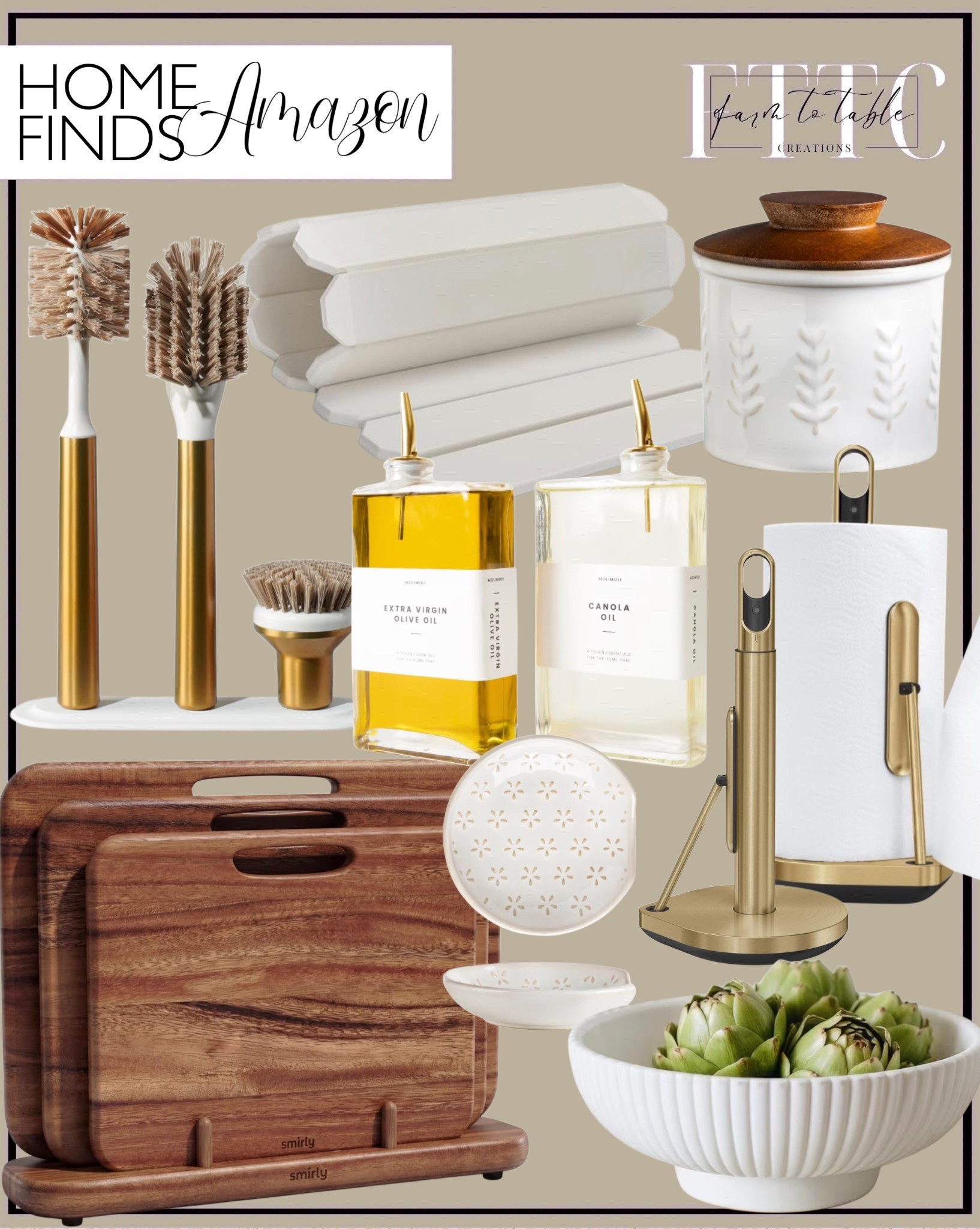 Neutral Amazon Kitchen Finds That Make Your Countertops Look Styled

Follow @farmtotablecreations on Instagram for more cozy, elevated finds 🤍

Simple swaps that make a big difference. These kitchen finds blend function with a clean, elevated look—think warm wood tones, soft whites, and subtle brass accents. From everyday essentials like oil dispensers and paper towel holders to pretty storage and cutting boards, everything works together to keep your space feeling organized and effortlessly styled.

#kitchendecor #countertopstyling #amazonfinds #kitchenorganization #homedecor

#LTKHome #LTKSaleAlert