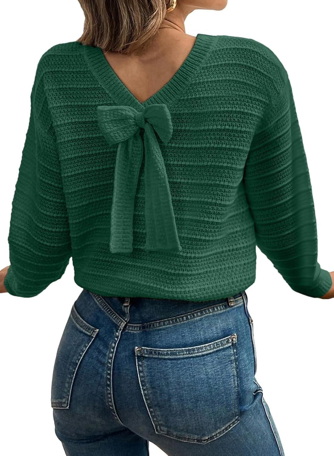 EVALESS Womens Bow Sweaters Pullover Knit Tops Fall Outfits | Amazon (US)