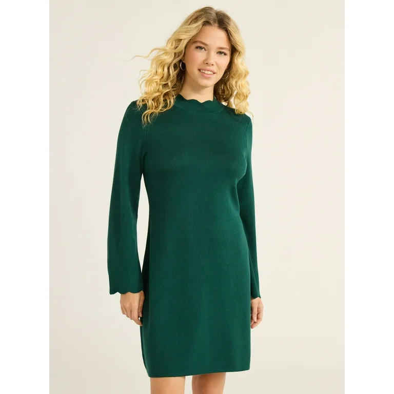 Free Assembly Women’s and Women's Plus Cozy Yarn Mini Sweater Dress with Bell Sleeves, Sizes XS... | Walmart (US)