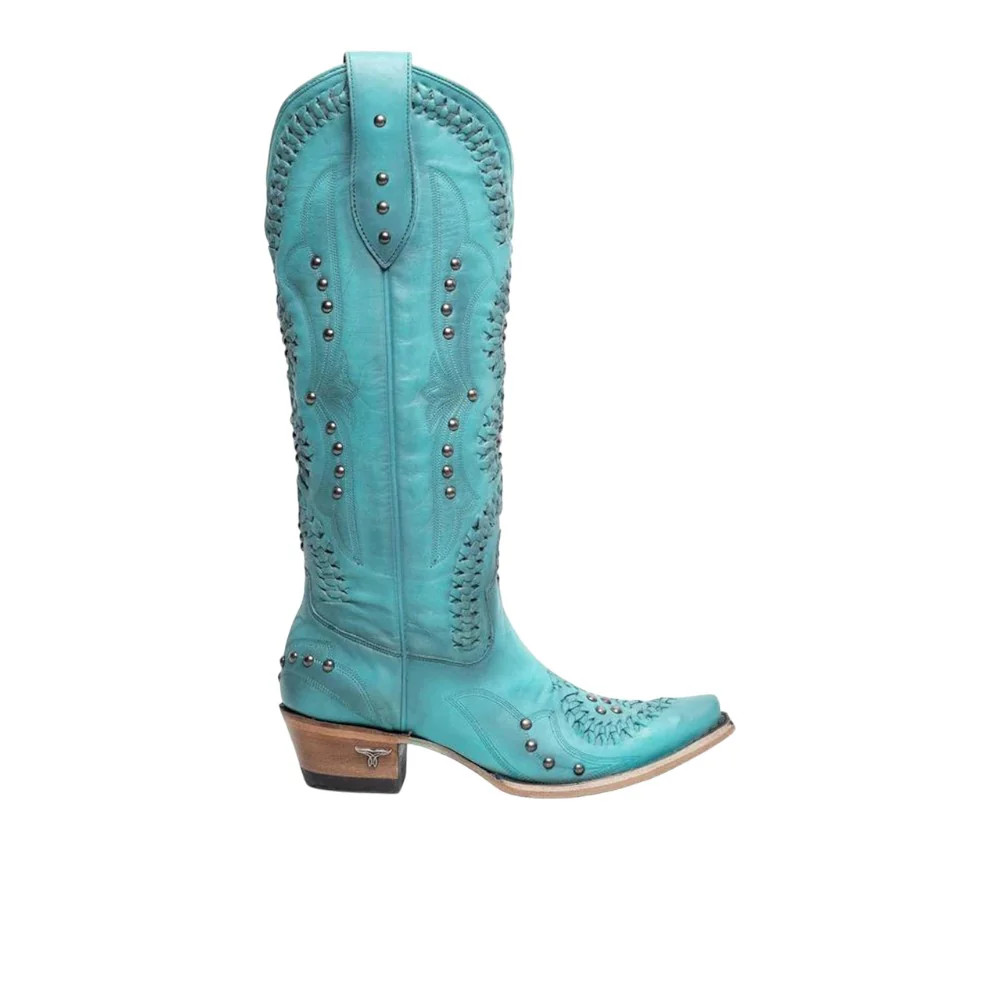 Shop Blue Womens Lane Cossette Embroidered Studded Snip Toe Boot | Shoebacca
