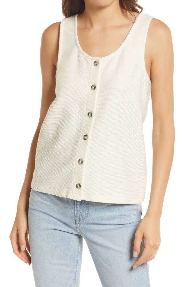 Ottoman Jacquard Button-Front Tank | Nordstrom | Nordstrom