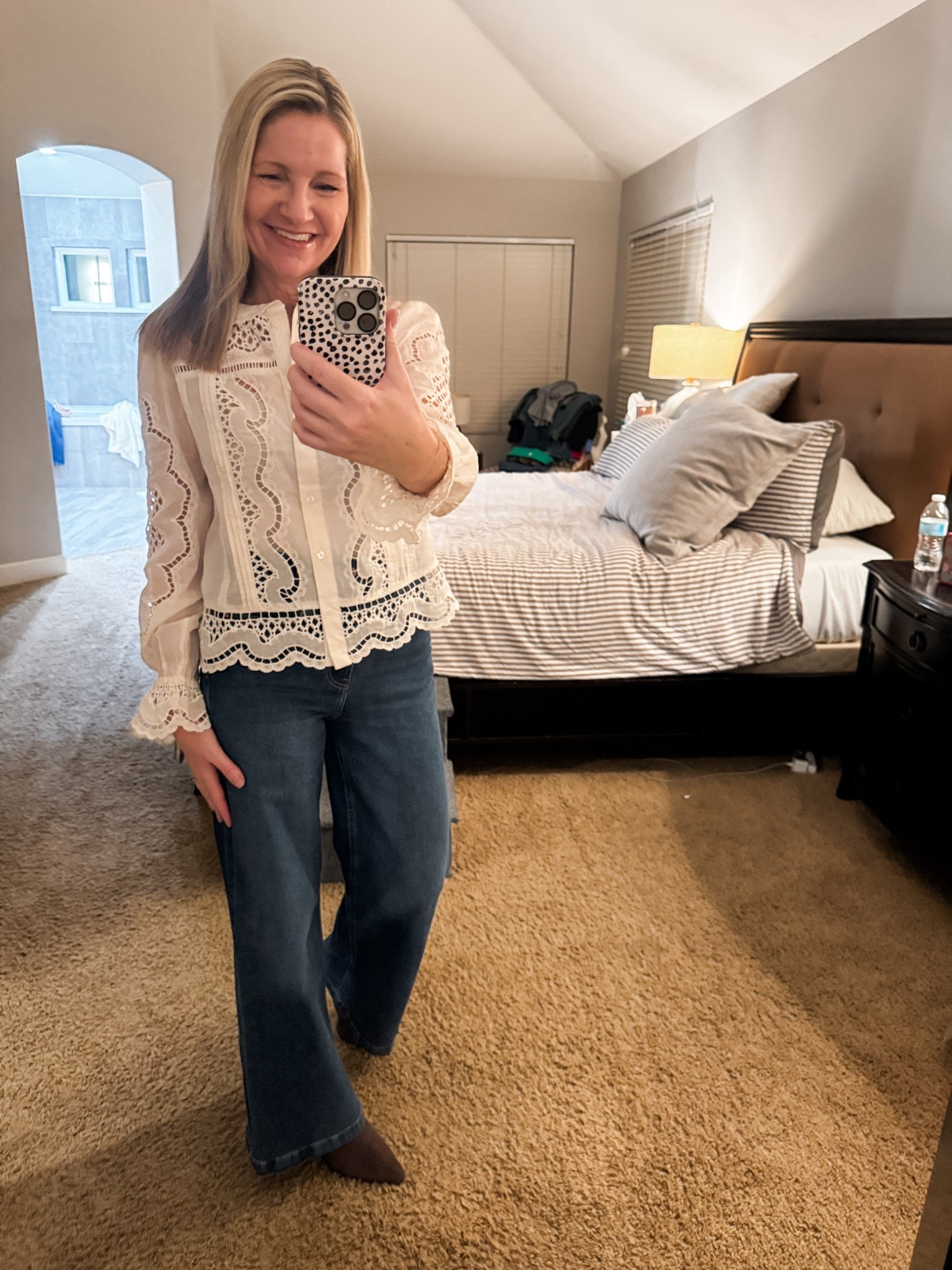 I saw this pretty lace button down from Abercrombie and had to have it. The details are so good and it’s such a great statement top. It’s available in black too but selling fast. Hoping it will restock for the new season. 

#LTKootd #LTKOver40 #LTKSeasonal