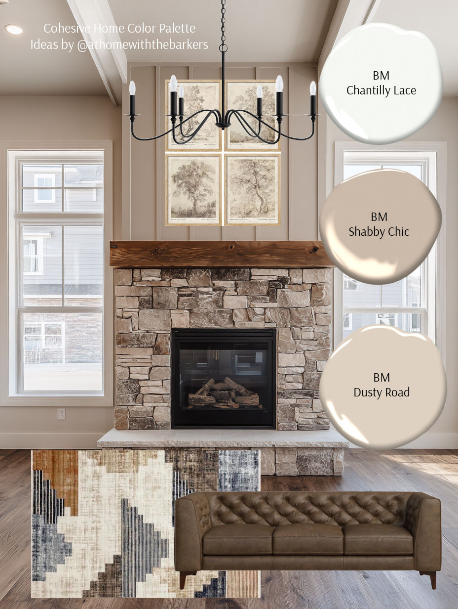 DIY home decorating, living room paint color palette, area rug, sofa, art 

 #LTKHome #LTKSaleAlert