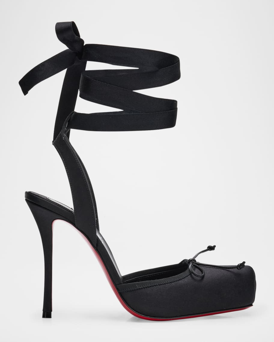 Cassia Silk Ankle-Tie Red Sole Pumps | Neiman Marcus