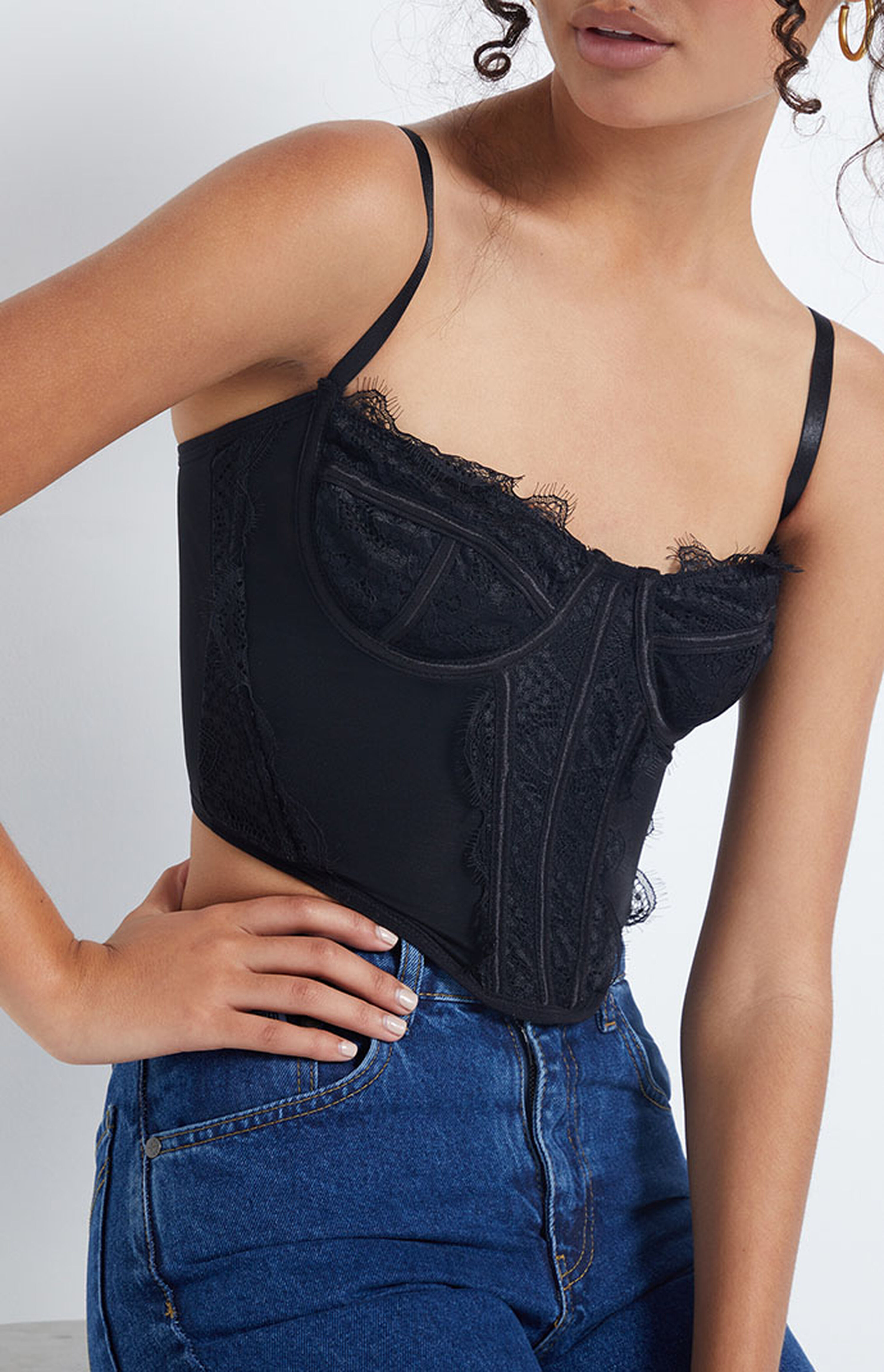 Ryan Destiny Lace Trim Mesh Corset Top | PacSun