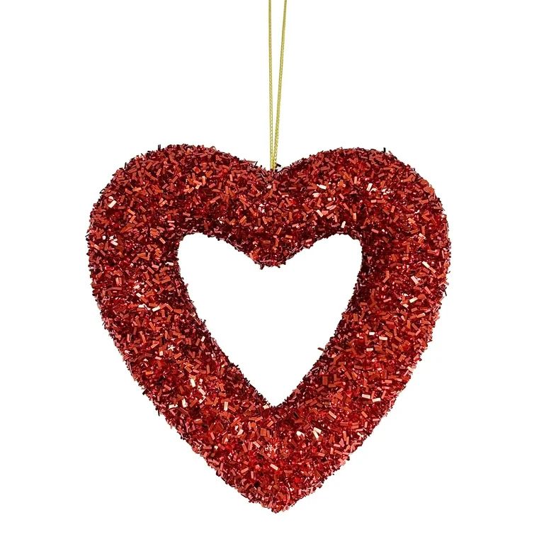 Valentine’s Day Red Tinsel Heart Ornament, 6”, by Way To Celebrate | Walmart (US)