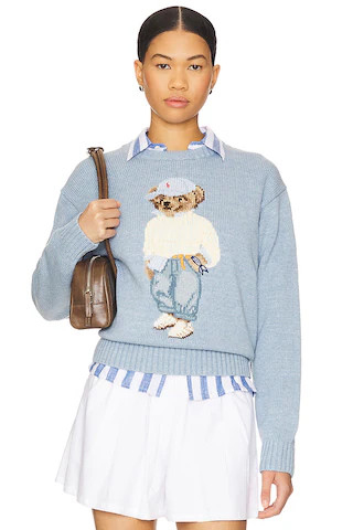 Polo Ralph Lauren Cotton Bear Crew Neck Top in Chambray Marl from Revolve.com | Revolve Clothing (Global)