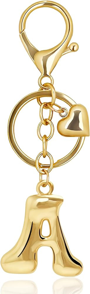 Gold Bubble Heart Initial Bag Charms for Handbags – Cute Initial Letter Keychain for Women, Pur... | Amazon (US)