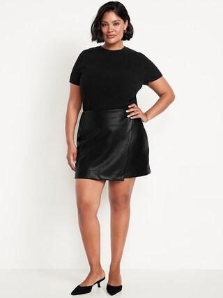 High-Waisted Faux-Leather Mini Skirt | Old Navy (US)
