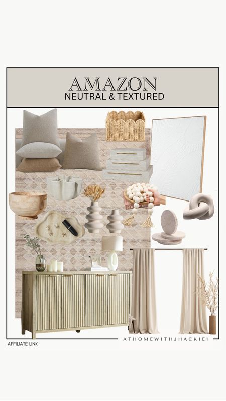 Amazon neutral and textured elements, neutral decor, textured, earthy decor, modern organic, neutral and earthy, neutral rug, sideboard, buffet, cabinet, neutral pillow, textured pillows, textured elements. 

#LTKhome #LTKstyletip #LTKfindsunder100
