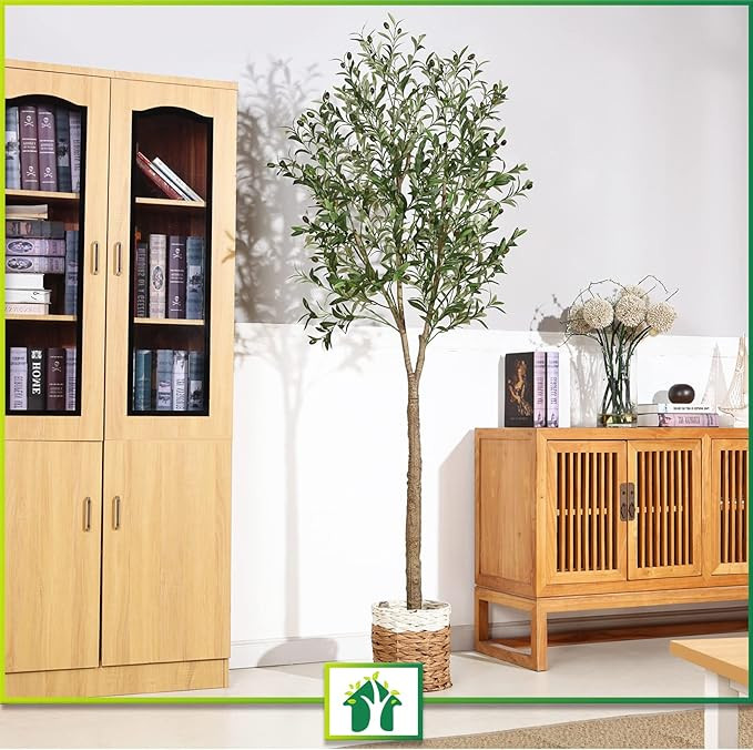 CROSOFMI Artificial Olive Tree Plant 83"（7Ft） Fake Topiary Silk Tree, Perfect Faux Plants in ... | Amazon (US)