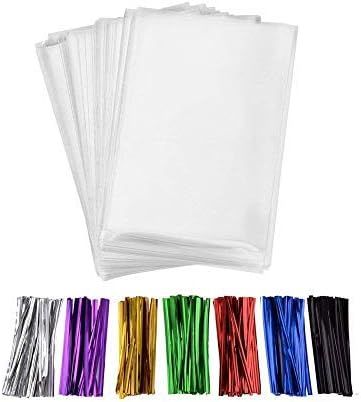 200 Pcs 10 in x 6 in(1.4mil.) Clear Flat Cello Cellophane Treat Bags Good for Bakery, Cookies, Ca... | Amazon (US)
