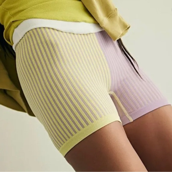 NWT Free People Stripe Mixing Short - Yellow Purple Combo 5500 Women’s Size M/L | Poshmark
