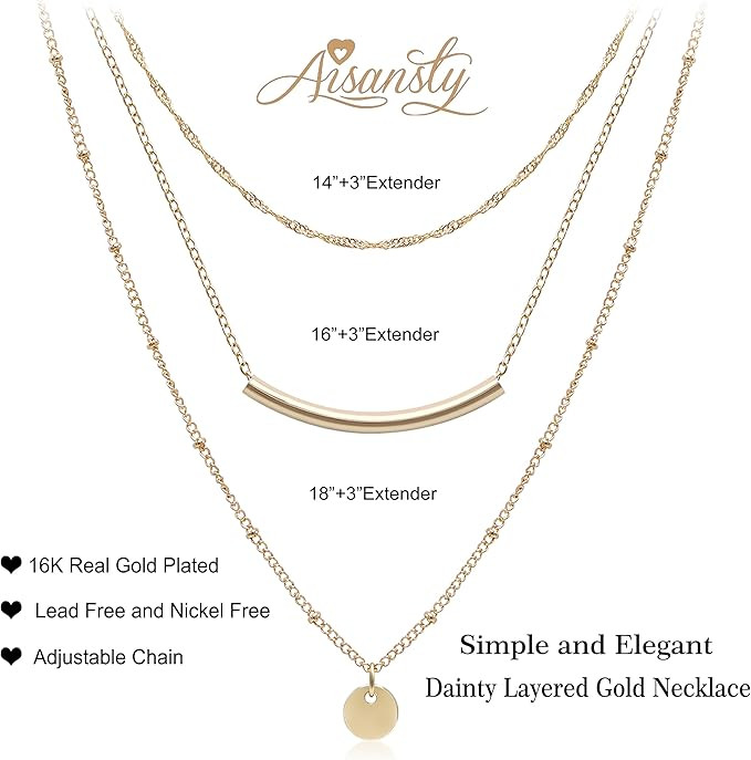 Aisansty Dainty Layered Choker Necklaces Handmade Coin Tube Star Pearl Pendant Multilayer Adjusta... | Amazon (US)