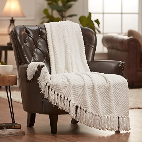 Chanasya Textured Knitted Super Soft Throw Blanket with Tassels - Warm Fluffy Cozy Plush Knit - f... | Amazon (US)