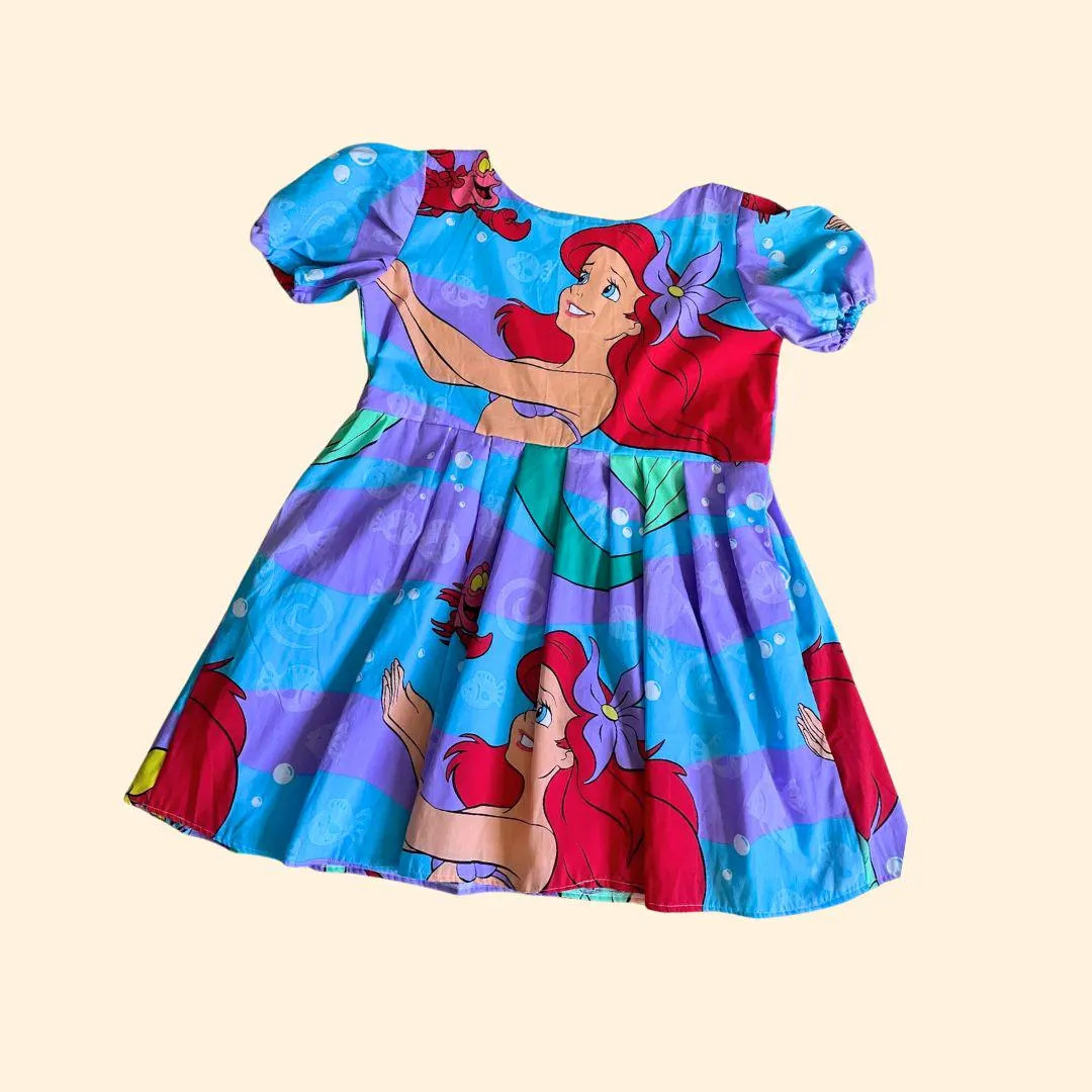 VINTAGE SHEET DRESS // Ariel // Mermaid // 2x // Puff Sleeve Dress // Disneyland // Disney World ... | Etsy (US)