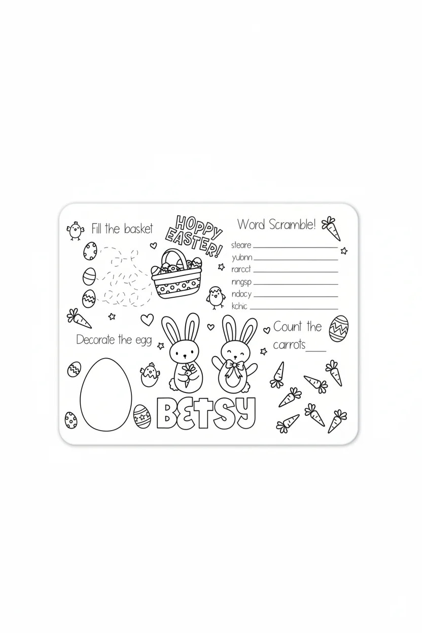 Colorable Kids Personalized Whiteboard | Hoppy Easter | Caden Lane