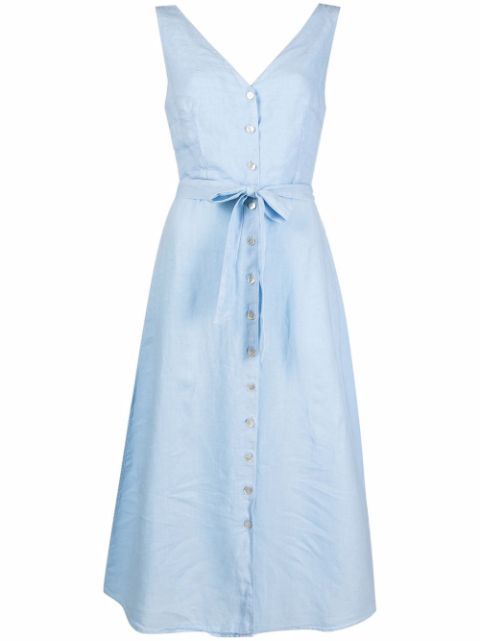 buttoned linen-blend dress | Farfetch (US)