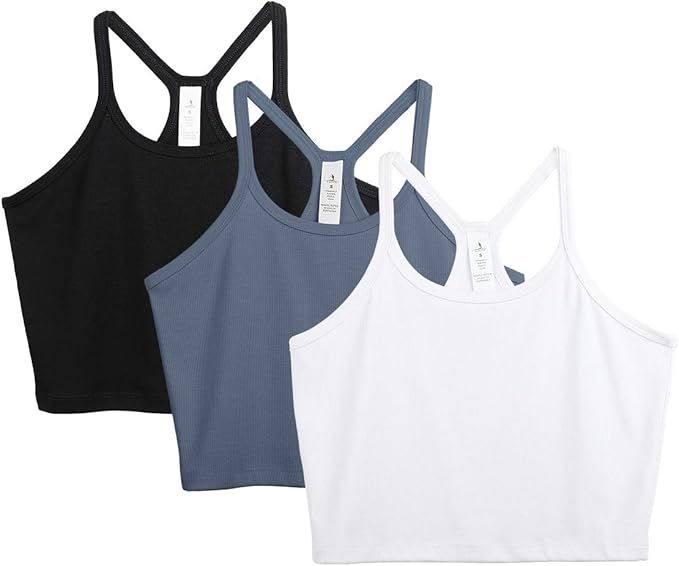 icyzone Workout Tank Tops for Women - Racerback Athletic Yoga Crop Tops, Running Exercise Gym Shi... | Amazon (US)