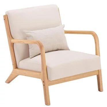UBesGoo Modern Mid Century Accent Chair Living Room Single Sofa Cafe Lounge Chair Beige - Walmart... | Walmart (US)