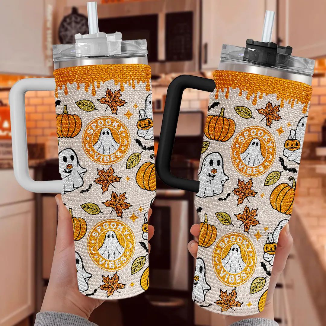 Spooky Vibe 40oz Rhinestone Tumbler, Halloween Bling Tumbler, Halloween Gift Idea, Spooky Season ... | Etsy (US)