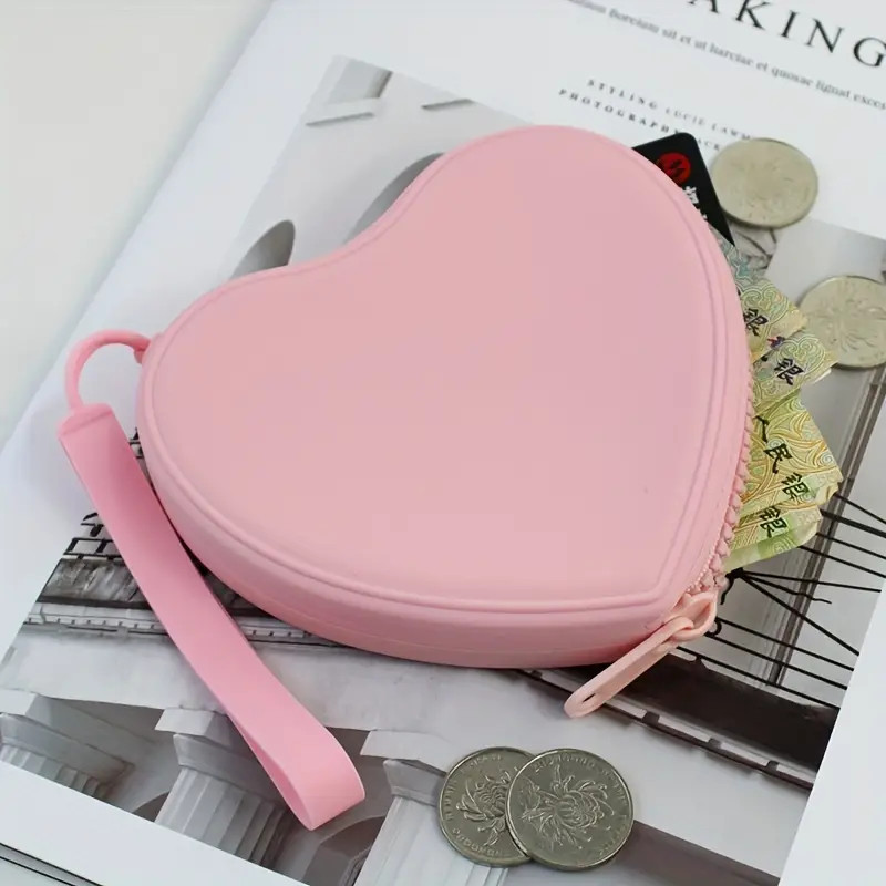 Heart Shape Silicone Coin Purse Cosmetic Storage Bag - Temu | Temu Affiliate Program