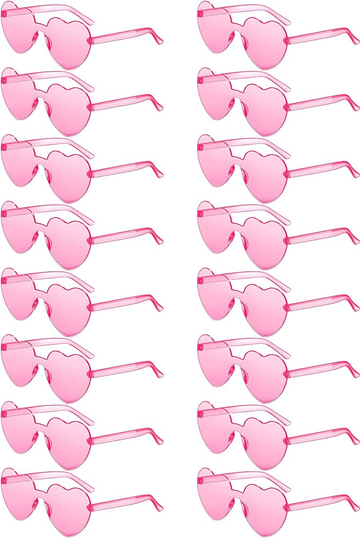 Colzzy 16 Pairs Heart Shaped Rimless Sunglasses Transparent Candy Color Frameless Glasses Colorfu... | Amazon (US)