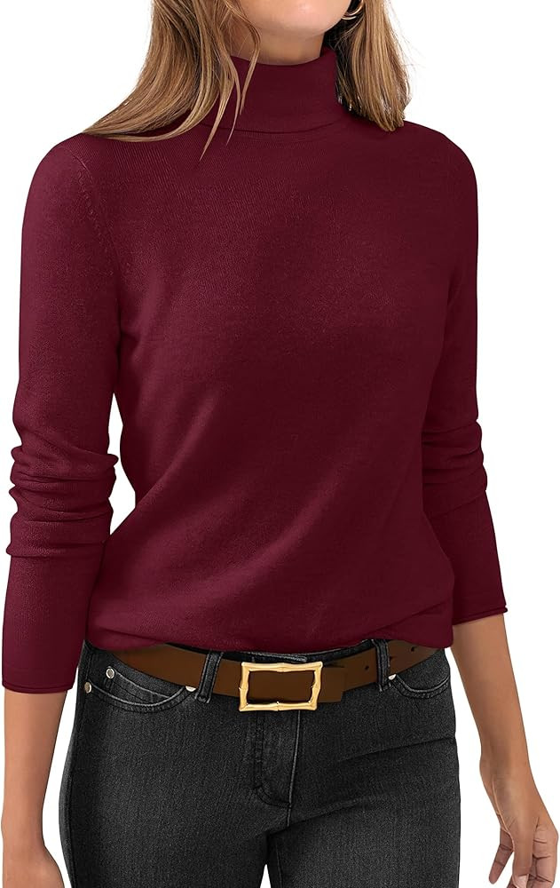 ANRABESS Womens Turtleneck Long Sleeve Sweater Tops Casual Soft Knit Fit Lightweight Basic Pullov... | Amazon (US)