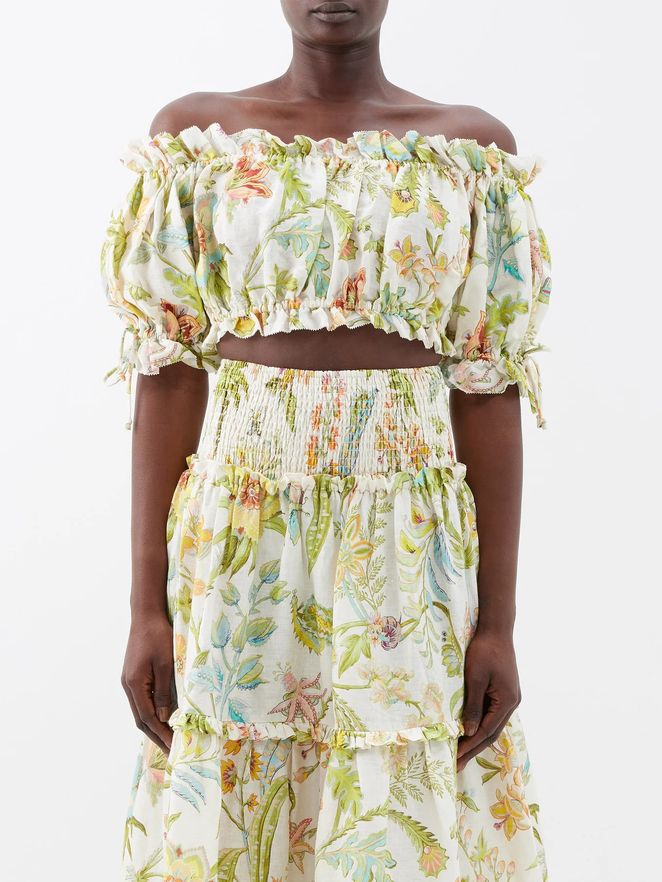 Ira off-the-shoulder floral-print linen top | Matches (UK)