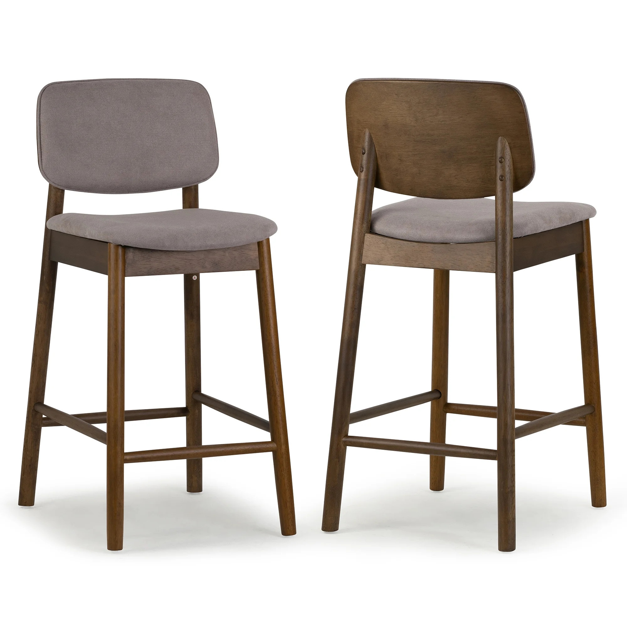 Glamour Home Azura 26" Fabric & Wood Counter Stool in Gray/Walnut (Set of 2) | Walmart (US)